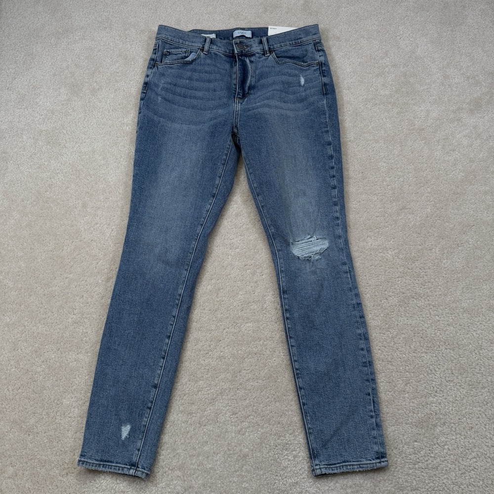 NWT Loft Outlet Skinny Jeans Womens Size 8 Blue Mid-rise Distressed